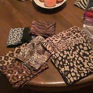 Assorted leopard print scarves